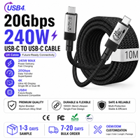 Cable USB-C a USB-C LUNGKAY Personalizado USB4 20Gbps 240W, 10 Metros de Longitud, Carga Rápida PD 3.1, Cable de Datos 4K para Equipos Electrónicos
