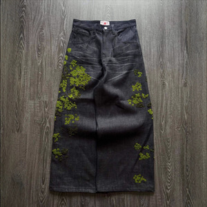 Pantalones Vaqueros Holgados de Alta Calidad Estilo Japonés para Hombre, Diseño Estampado, Corte de Bota, Nuevo Estilo Urbano, Pantalones Sakura 2025 - Product Image 1
