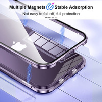 Coque de téléphone en métal avec protection en verre trempé HD double face à 360 degrés et film magnétique pour objectif, compatible iPhone 17 18 Pro Max 16 15