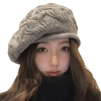 Béret en laine mélangée couleur unie style coréen, chapeau cloche décontracté au crochet pour femme, bonnet tricoté rétro automne-hiver pour le streetwear