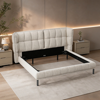 Lit capitonné moderne en velours de style italien minimaliste, lit rembourré moelleux pour chambre principale, lit de luxe en tissu
