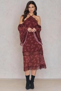 De las señoras de moda de gasa de cabestro de hombro Vestido de manga larga de las mujeres - Product Image 4