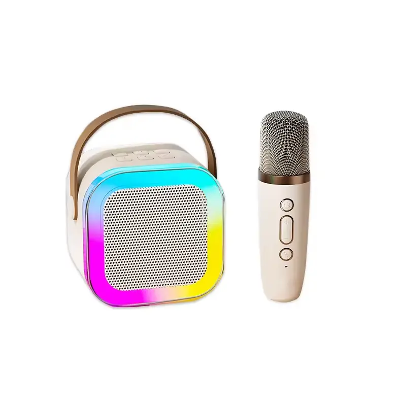 Hot Selling Mini Portable Karaoke Speaker With Wireless Microphone Led Light K12 Karaoke Player For KTV