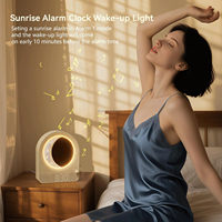 Réveils avec lampe lunaire à intensité variable, 12 niveaux de volume pour les dormeurs profonds, 10 sons naturels avec minuterie de 30/60/90 minutes