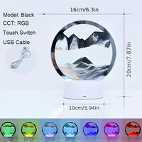 Lampu Meja LED Sentuh RGB Modern Lampu Malam 3D Dinamis Lukisan Pasir Quicksand untuk Dekorasi Rumah