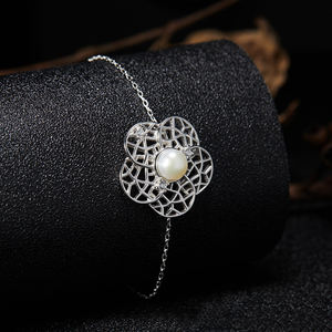 S925 Sterling Silber Natur farben Edelstein Armband Perle Spitze Blumen Design Licht Luxus High-End Persönlichkeit Temperament - Product Image 2
