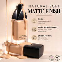 Nouveau Fond de Teint Liquide Professionnel Couvrance Totale Durable, Correcteur Éclaircissant pour Teints Foncés