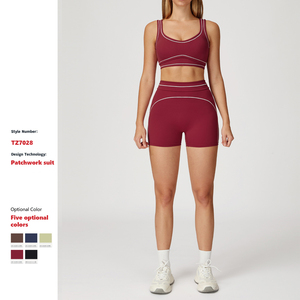 XW-TZ7028 haute qualité <span class=keywords><strong>Yoga</strong></span> confortable sport soutien-gorge taille haute sans couture Shorts respirant séchage rapide deux pièces ensemble de gymnastique femmes - Product Image 2