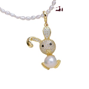 Colgante de Plata S925 para Collar Estilo Conejo, con Cuentas Redondas de 8-9mm, para DIY, 31042, Colgantes y Dijes de Perlas - Product Image 5