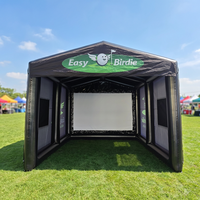 Tente de simulation de golf Trackman avec écran de frappe, structure gonflable extérieure entièrement en PVC pour simulateur de golf