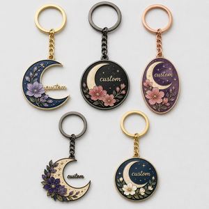 Llavero Personalizado al por Mayor con Diseño de Flor Lunar, Elegante Cadena Floral Estética, Accesorio de Moda para Joyería, Promoción de Llaveros - Product Image 1