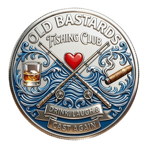 Pièce de monnaie et médaillon commémoratifs du Club de pêche Jinba Old Bastard, <span class=keywords><strong>en</strong></span> <span class=keywords><strong>fer</strong></span>, ronds, avec motif lac, artisanat <span class=keywords><strong>en</strong></span> relief 3D - Product Image 2