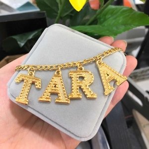 Custom <strong>Initial</strong> Combined Letter <strong>Charm</strong> Children's Gold Plated Brass Hip Hop <strong>Necklace</strong> - Product Image 4