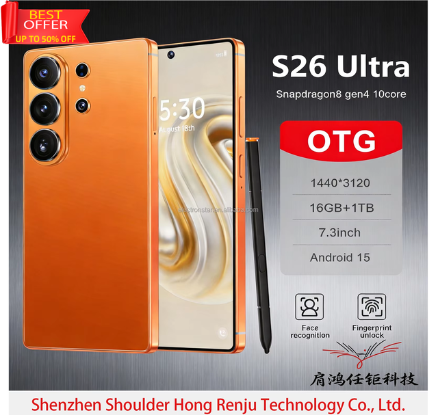 2026 Brand New Android 15 16G+1TB S26 Ultra 5G Smartphone Dual Sim Card Global Version Big Screen Phone 8000mAh 144HZ Deca Core