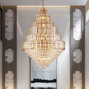 Escalier en colimaçon lustre en cristal villa <span class=keywords><strong>de</strong></span> <span class=keywords><strong>luxe</strong></span> style palais salon hall d'hôtel décoré rond K9 cristal pendentif lumière - Product Image 1