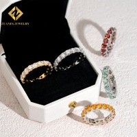 Hete Verkoop Kleur Moissanite 1 Rijen Band Ringen Verguld 925 Sterling Zilveren Eeuwigheid Verlovingsringen Heren