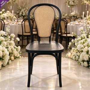 OEM ODM Black Resin Wedding <b>Chair</b> Rattan Woven Back Plastic Stackable Event Reception <b>Chair</b> for Wedding Rental & Party Banquet - Product Image 3