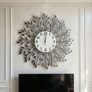 Contemporary Sunburst Iron Wall <b>Clock</b> <b>Battery</b> Powered Silent Design For Home Hotel Decor - Product Image 1