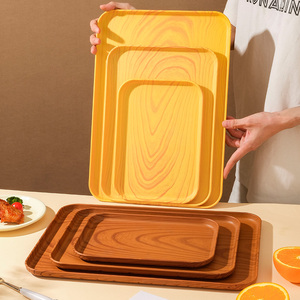Bandeja de servicio decorativa personalizable bandeja de comida a granel de paja de trigo PP de madera de imitación para cafetería para Acción de Gracias y Pascua - Product Image 4