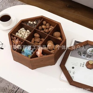 Bandeja octogonal de nogal para frutas con tapa transparente, caja de dulces y soporte de almacenamiento para decoración de mesa de cocina - Product Image 3
