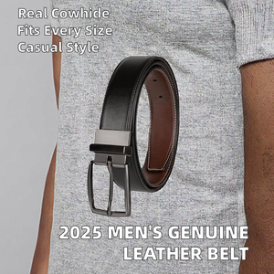 Ceinture en cuir de vachette véritable de qualité supérieure avec boucle en alliage – Ceinture réglable de 3,4 cm pour homme, décontractée et professionnelle - Product Image 2