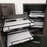 TKK Organisateurs d'armoires de cuisine, Panier de rangement rotatif escamotable en fil métallique pour coin d'armoire, système d'angle intelligent