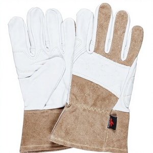 Guantes de Soldadura TIG de Cuero Genuino, Estilo Simple, para Uso Deportivo al Aire Libre, Color Blanco y Bronceado - Product Image 1