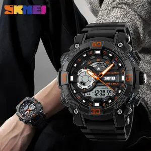 SKMEI 1228 luxury new style gents timepiece original Silicone band double time Chrono fashion outdoor wristwatch