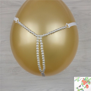 Tanga sexy de mujer más vendida con entrepierna abierta, cadenas de cuentas, tiro bajo, lencería de nailon teñido liso con perlas y bolas. - Product Image 2