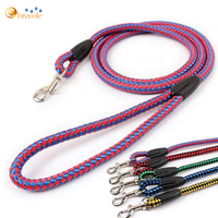 Ensemble de laisse et de harnais pour chien de luxe de haute qualité en sangle de nylon réfléchissante longue et antidérapante avec logo personnalisé