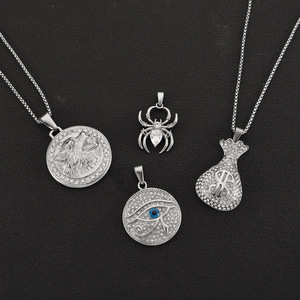 Ciondoli di Lusso Hip Hop in Acciaio Inossidabile Placcati Oro 18K con Borsa Soldi, Testa di Lupo, Ragno e Zirconia Cubica per Creazione Gioielli - Product Image 6