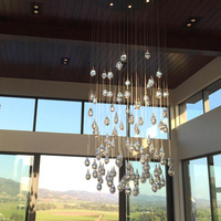 Lustre en verre en forme de goutte d'eau, design personnalisé, luminaire suspendu pour hall d'hôtel, restaurant, éclairage intérieur