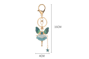 Llavero de niña ángel con diamantes de imitación y cristal, accesorio colgante para bolso, bonito llavero esmaltado para mujer - Product Image 4