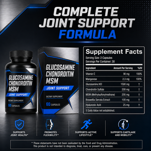Complément alimentaire pour la santé des articulations 1500 mg Glucosamine Chondroïtine MSM Boswellia Acide hyaluronique Capsules végétaliennes naturelles sans gluten pour adultes - Product Image 6