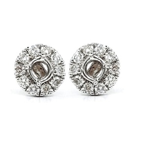 Boucles d'oreilles clous semi-montées en or blanc massif 18 carats plaqué or, avec diamants véritables de forme ronde, pour femmes, fabriquées en Chine - Product Image 1