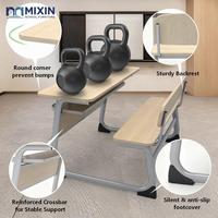 Bureau d'étude double en bois connecté et chaise, banc scolaire à deux places pour salle de classe supérieure, table et chaise à prix réduit, durable