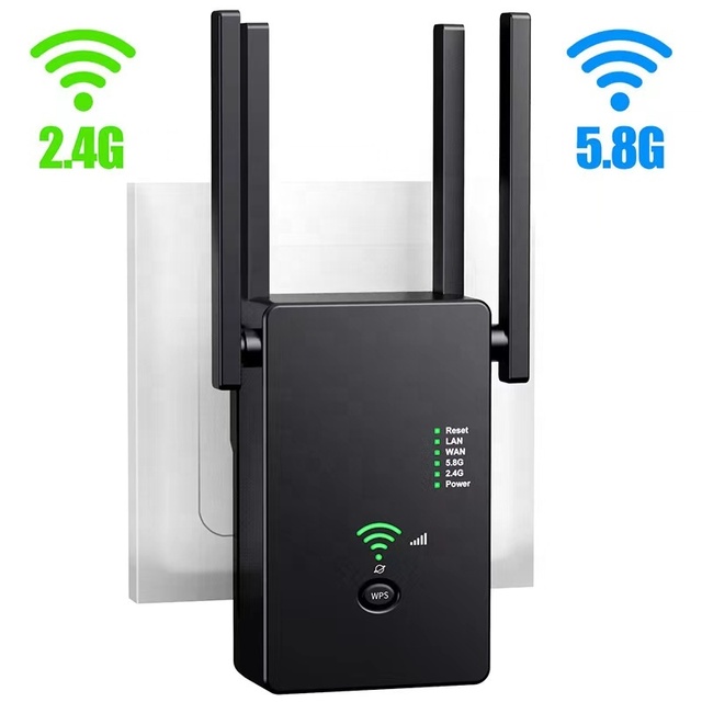 AC1200Mbps 2.4GHz 5GHz WiFi Repeater & Range Extender with AP Mode Indoor Use Retail Box Packaging