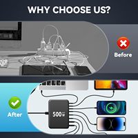 Station de charge de bureau GaN3 500W, chargeur de bureau multi-ports USB C, PD100W PD65W QC20W, chargeur rapide pour ordinateur portable, téléphone portable