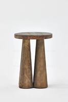 Meubles de salon de style campagnard français, table basse en bois d'orme récupéré, table basse ronde en bois pour salon