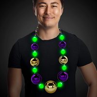 Baru menyala LED 44 "Jumbo Mardi Gras Bead Kalung dengan 3 mode cahaya dinamis untuk meriah menyenangkan karnaval