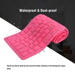 Cover tastiera in Silicone 85 tasti USB 2.0 Soft Laptop PC verde rosa impermeabile resistente all'acqua tastiera lavabile per <span class=keywords><strong>Computer</strong></span> - Product Image 4