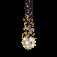 Lustre ovale de grande taille pour escalier, en cuivre, décor artistique, LED, hauteur réglable, pour villa, salon MD92489