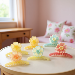 Fermaglio per capelli con fiore rosa, 2 pezzi per colore, colori pastello, per donne e ragazze - Product Image 2