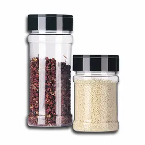 factory price Clear Plastic Spice Jars Empty Spice Bottles Seasoning Containers Seasoning Jars with Dual Open Shaker Lid