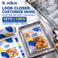 Sachet de cuisson sous pression OEM Premium transparent et sûr, résistant aux hautes températures, pour repas prêts à consommer (carotte, poulet, pomme de terre), 200g 250g, scellé sur trois côtés