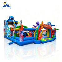 Château gonflable à thème féerique avec toboggan, aire de jeux commerciale pour enfants, idéal pour la location de fêtes