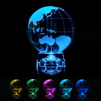 Globe de cristal avec carte du monde, centre de table, logo personnalisé, support, globe de cristal, presse-papier pour cadeau