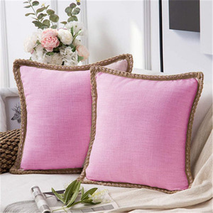 Housses <span class=keywords><strong>de</strong></span> coussin décoratives <span class=keywords><strong>de</strong></span> Style nordique avec bords taillés en <span class=keywords><strong>toile</strong></span> <span class=keywords><strong>de</strong></span> <span class=keywords><strong>jute</strong></span> <span class=keywords><strong>pour</strong></span> la décoration intérieure - Product Image 6