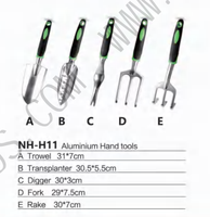 Ensemble d'outils de jardin en aluminium avec truelle, transplanteur, pelle, fourche et râteau