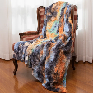 Couverture en polaire 100 % polyester tissée à la main, motifs géométriques animaux, design tie-dye tricoté, utilisation quatre saisons, anti-acariens - Product Image 2
